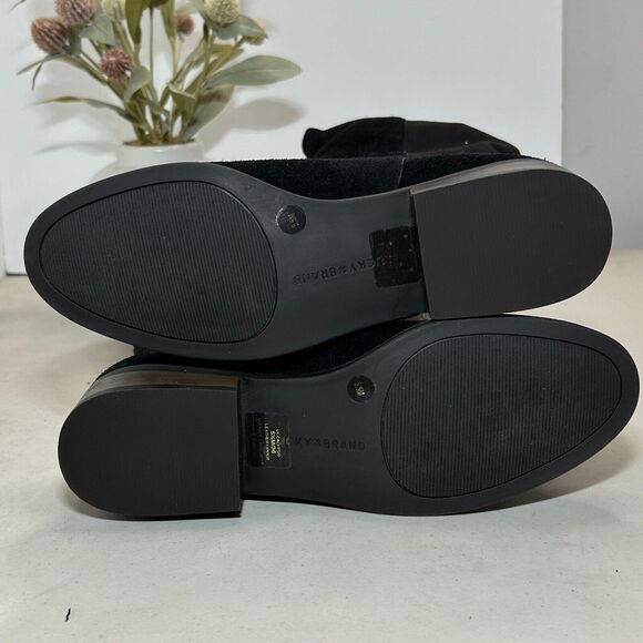 Lucky Brand Calypso Oiled Suede Tall Boots Over the Knee Black Women’s 5.5M NWB - Picture 8 of 9